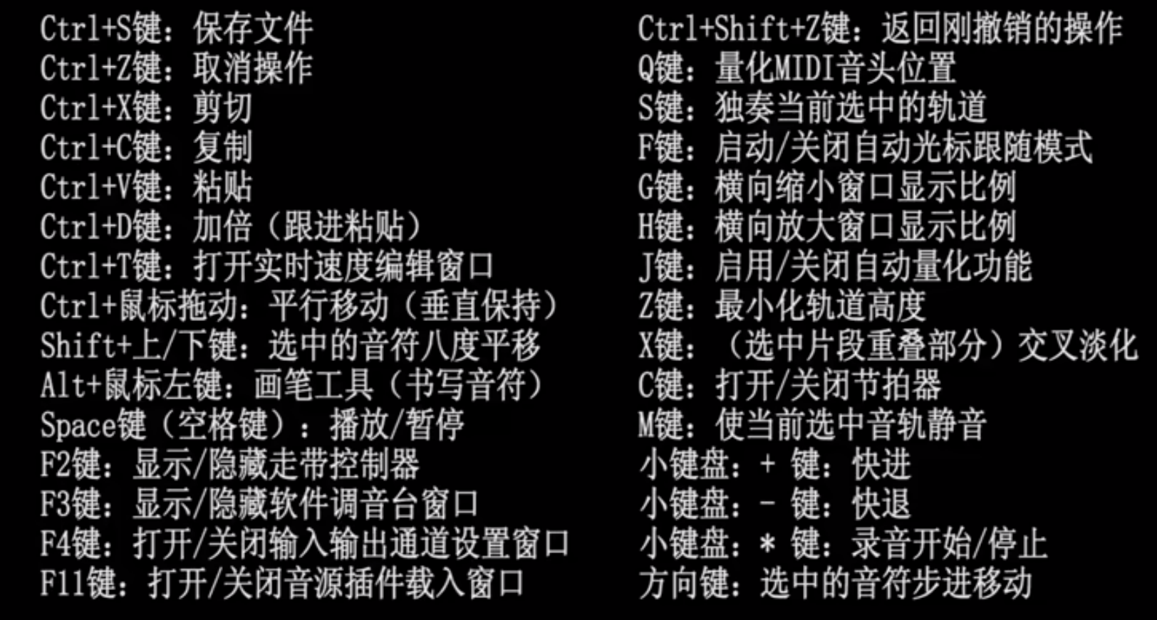 2cubase常用快捷键